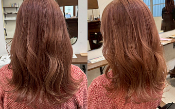 ピンクベージュで春先取りカラー◎